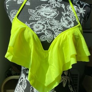 VS PINK neon yellow push-up swim top